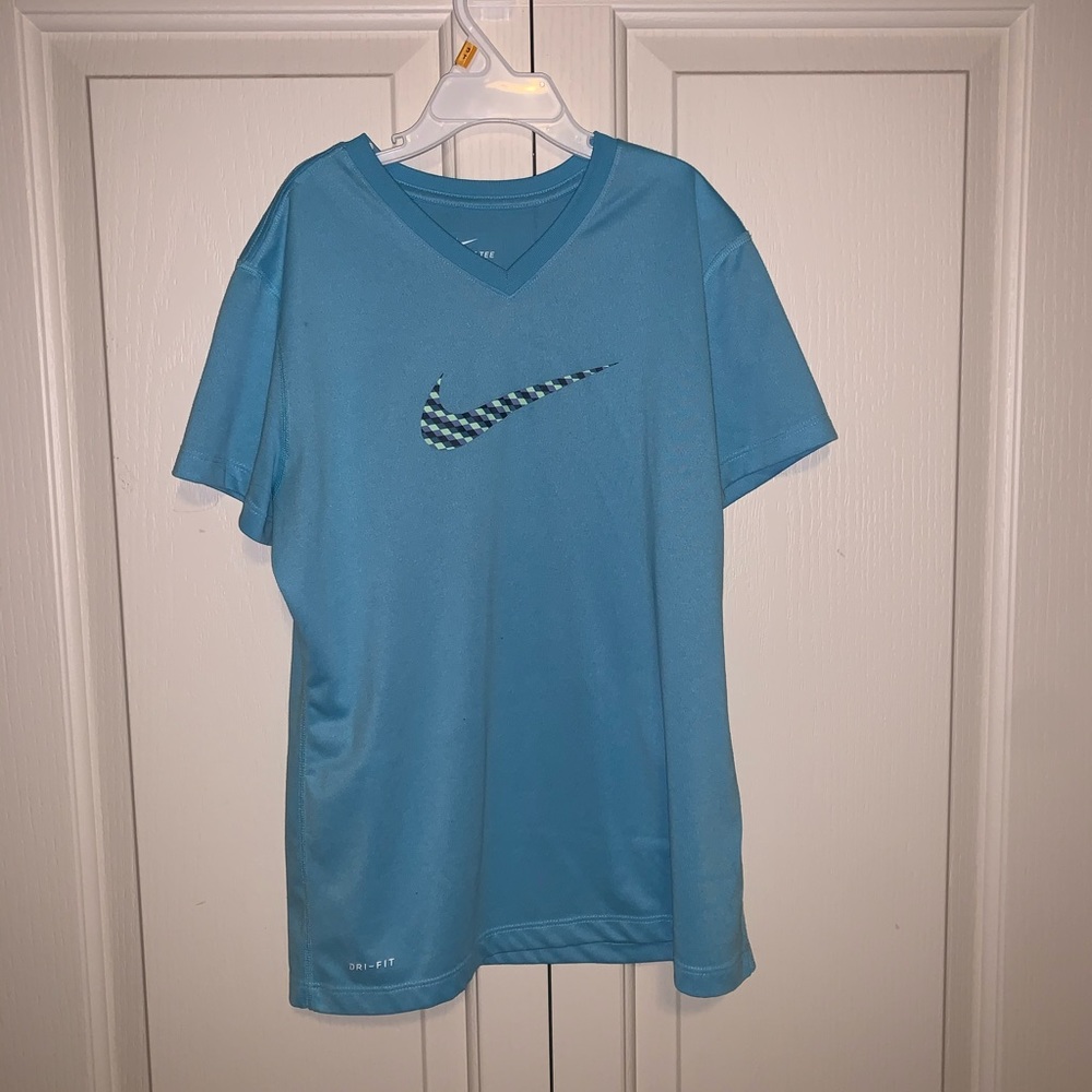 Blue Nike Kids T-Shirt w/ Checkered Logo